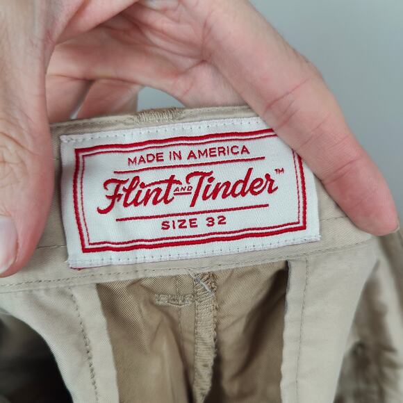 Flint & Tinder 365 Chino Shorts Mens 32 Tan Lightweight Preppy Minimalist FLAWED - Picture 6 of 8